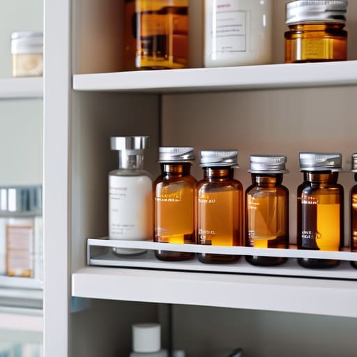 Organizing a medicine cabinet for better storage.