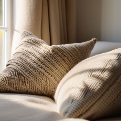 Cozy room with soft textile layers.